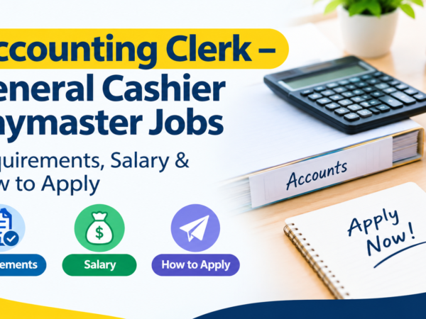 Accounting Clerk – General Cashier Paymaster Jobs: Requirements, Salary & How to Apply
